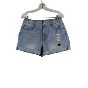 No Boundaries Blue Womens Denim Curvy Mom Shorts High Rise 13 050